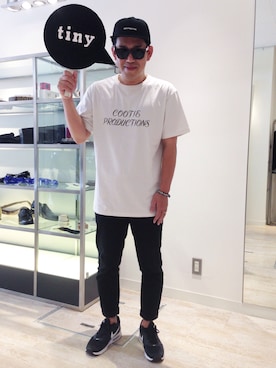 「COOTIE PRODUCTIONS（クーティープロダクションズ）のアイテム（キャップ）」を使った、tinyworldさん（メンズ・174cm）の夏コーディネート