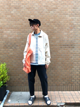 「Hender Scheme（エンダースキーマ）のアイテム（キャップ）」を使った、Keishiro Hidaさん（メンズ・178cm）の夏コーディネート