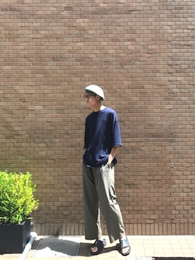 「bukht（ブフト）のアイテム」を使った、Keishiro Hidaさん（メンズ・179cm）の夏コーディネート