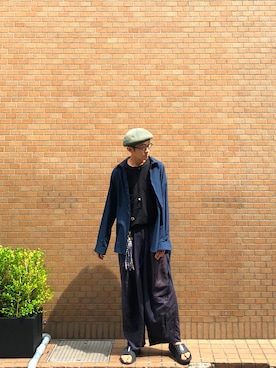 「白山眼鏡（ハクサンガンキョウ）のアイテム（メガネ）」を使った、Keishiro Hidaさん（メンズ・179cm）の夏コーディネート