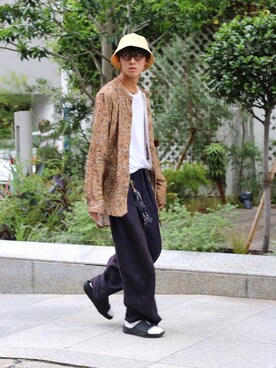 「Hender Scheme（エンダースキーマ）のアイテム（帽子）」を使った、Keishiro Hidaさん（メンズ・179cm）の秋コーディネート