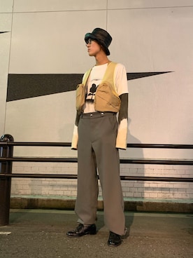 「KIKO KOSTADINOV（キコ コスタディノフ）のアイテム（パンツ）」を使った、Keishiro Hidaさん（メンズ・179cm）の冬コーディネート