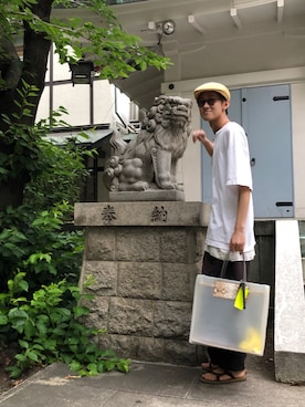 「Hender Scheme（エンダースキーマ）のアイテム（アクセサリー）」を使った、Keishiro Hidaさん（メンズ・179cm）の夏コーディネート