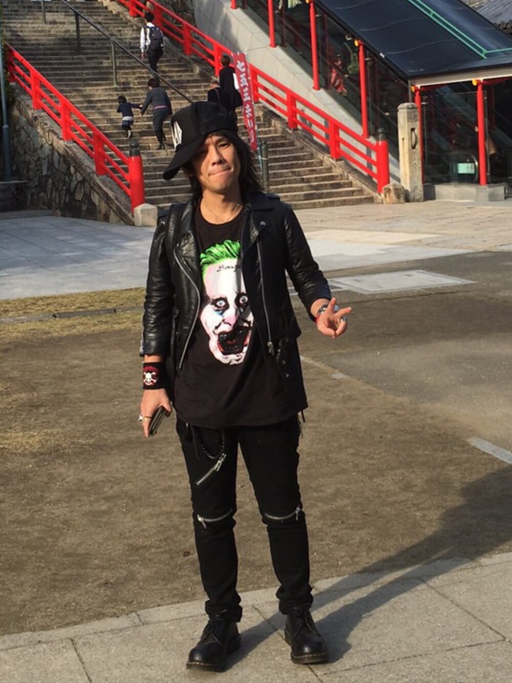「Moonage Devilmentのアイテム（キャップ、ブラック系）」を使った、Rockstar☆さん（メンズ・162cm）の冬コーディネートの1枚目の写真