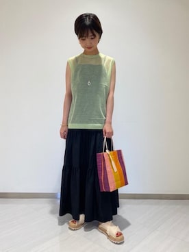 「EleSac（エルサック）のアイテム」を使った、MINAMIさん（レディース・159cm）の夏コーディネート