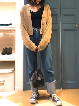 「CONVERSE（コンバース）のconverse（コンバース） ALL STAR OX（オールスターOX）（スニーカー）」を使った、くすみんさん（レディース・153cm）の秋コーディネート