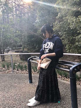 「アイテム（バッグ、ホワイト系）」を使った、くすみんさん（レディース・153cm）の冬コーディネート