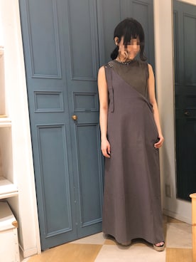 「ワッフル」｜「アイテム（サンダル）」を使った、くすみんさん（レディース・153cm）の春コーディネート