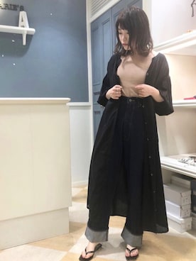 「アイテム（タンクトップ、ベージュ系）」を使った、くすみんさん（レディース・153cm）の夏コーディネート