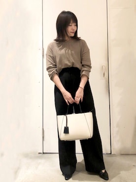 「Aunt Marie's（アントマリーズ）のAUNT MARIE'S Loose over knit（ニット/セーター）」を使った、くすみんさん（レディース・153cm）の秋コーディネート