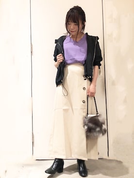 「アイテム（マウンテンパーカー）」を使った、くすみんさん（レディース・153cm）の秋コーディネート