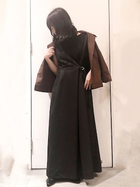 「アイテム（デニムジャケット、ブラウン系）」を使った、くすみんさん（レディース・153cm）の秋コーディネート