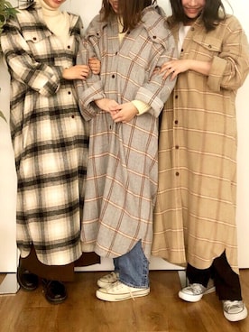 「アイテム（シャツワンピース）」を使った、くすみんさん（レディース・153cm・20代）の秋コーディネート