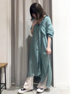 「アイテム（シャツワンピース）」を使った、くすみんさん（レディース・153cm・20代）の冬コーディネート