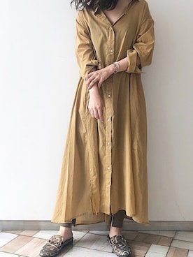 「アイテム（シャツワンピース）」を使った、くすみんさん（レディース・153cm・20代）の夏コーディネート