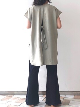 「Aunt Marie's（アントマリーズ）のAUNT MARIE'S ハーフスリーブバックスリットシャツ（シャツ/ブラウス）」を使った、くすみんさん（レディース・153cm）の夏コーディネート