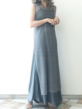 「透かし編みニット」｜くすみんさん（レディース・153cm）の夏コーディネート