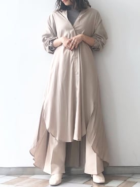 「シャツワンピ」｜くすみんさん（レディース・153cm）の秋コーディネート