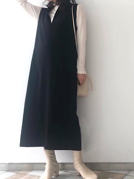 「アイテム（ジャンパースカート）」を使った、くすみんさん（レディース・153cm・20代）の冬コーディネート