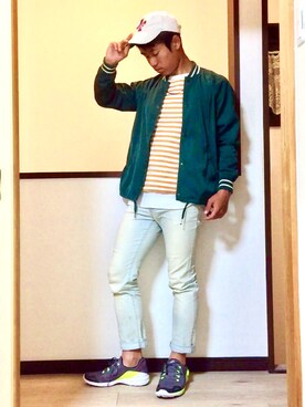 「Abercrombie&Fitch（アバークロンビーアンドフィッチ）のアイテム（キャップ）」を使った、kamada ®️yusuke⊿さん（メンズ・163cm）の春コーディネート