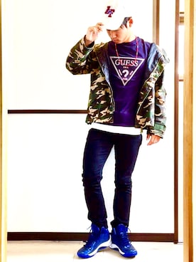 「Abercrombie&Fitch（アバークロンビーアンドフィッチ）のアイテム（帽子）」を使った、kamada ®️yusuke⊿さん（メンズ・163cm）の夏コーディネート