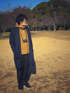 「新年一発目」｜「アイテム（ステンカラーコート）」を使った、ムーンダンスさん（メンズ・173cm）の冬コーディネート