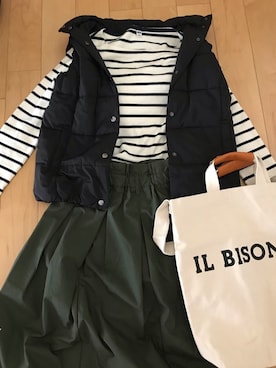 「UNIQLO（ユニクロ）のアイテム（スカート、グリーン系）」を使った、Rennさん（レディース・157cm）の秋コーディネート