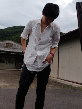 「TAKAHIROMIYASHITATheSoloIst.（タカヒロミヤシタザソロイスト）のアイテム（シャツ/ブラウス）」を使った、Keyさん（メンズ・175cm）の夏コーディネート