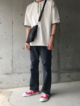 「CABANE de ZUCCa（カバンドズッカ）のアイテム（アナログ腕時計）」を使った、Kouさん（メンズ・174cm）の夏コーディネート