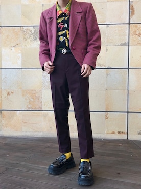 「Yves Saint Laurent（イヴサンローラン）のアイテム（テーラードジャケット）」を使った、Kouさん（メンズ・174cm）の冬コーディネート