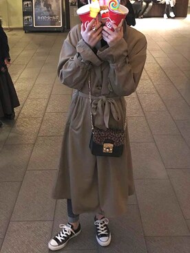 「KOBE LETTUCE（コウベレタス）のアイテム（トレンチコート）」を使った、Sさん（レディース・156cm）の冬コーディネート