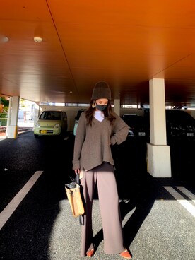 「AP STUDIO（エーピーストゥディオ）のアイテム（帽子）」を使った、安吉拉monkeyさん（レディース・166cm）の秋コーディネート