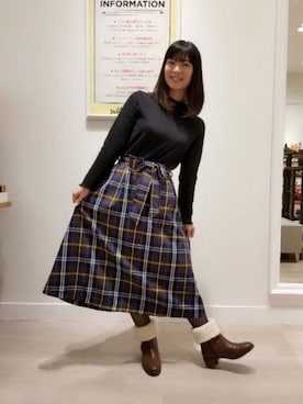 「WA ORiental TRaffic（ダブルエーオリエンタルトラフィック）のアイテム（ブーツ）」を使った、WA浜松市野店さん（レディース・163cm）の冬コーディネート