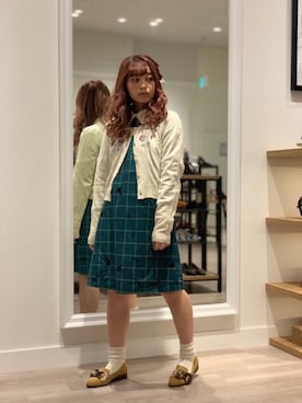 「axes femme POETIQUE（アクシーズファムポエティック）のアイテム（カーディガン/ボレロ）」を使った、WA浜松市野店さん（レディース・163cm）の秋コーディネート
