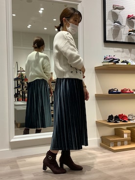 「赤い靴下」｜WA浜松市野店さん（レディース・163cm）の秋コーディネート