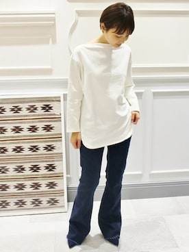 「LUC DNM （ラックデニム）のアイテム」を使った、hiroさん（レディース・156cm）の冬コーディネート