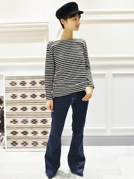 「LUC DNM （ラックデニム）のアイテム」を使った、hiroさん（レディース・156cm）の冬コーディネート