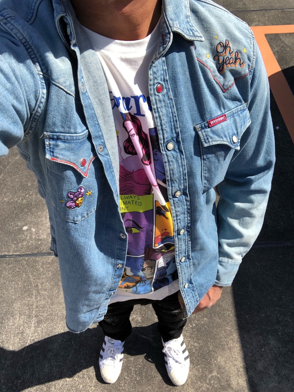 HYSTERIC GLAMOUR Oh Yeah刺繍 デニムウエスタンシャツ HYSTERIC刺繍 ウエスタンデニムシャツ|HYSTERIC GLAMOUR MEN