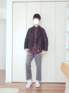 「JUNMEN（ジュンメン）のアイテム（トップス）」を使った、ヒロさん（メンズ・180cm）の春コーディネート