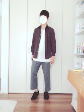 「JUNMEN（ジュンメン）のアイテム（トップス）」を使った、ヒロさん（メンズ・180cm）の春コーディネート