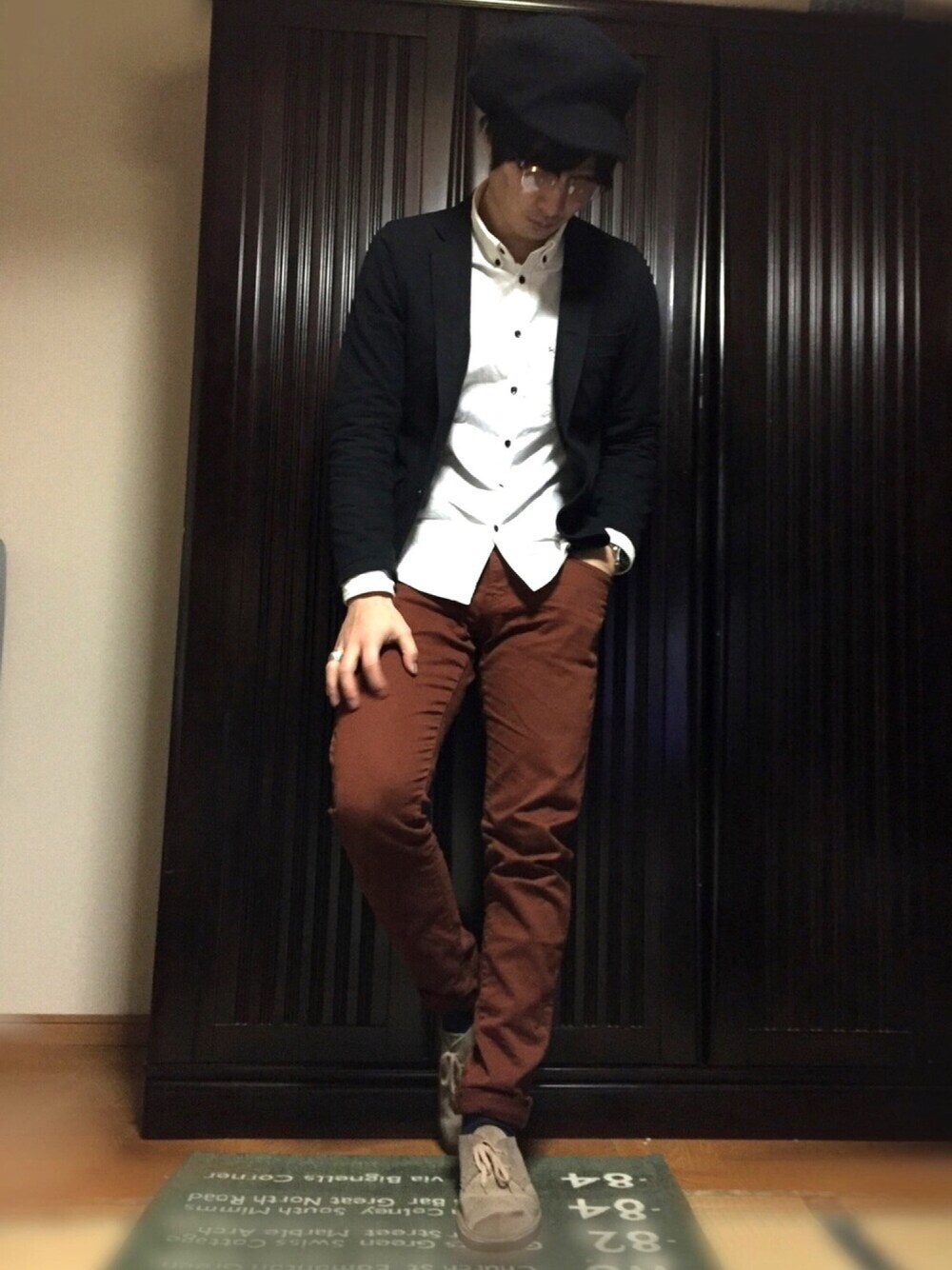 「AMERICAN RAG CIEのアイテム（シャツ/ブラウス、ホワイト系）」を使った、tさん（メンズ・175cm）の冬コーディネートの1枚目の写真