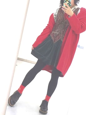 「学校」｜「アイテム（チェスターコート）」を使った、ずきはさん（レディース・156cm）の冬コーディネート