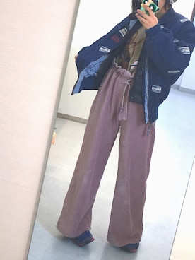 「学校」｜「アイテム（ブルゾン）」を使った、ずきはさん（レディース・156cm）の冬コーディネート