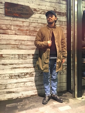 「インディゴデニム」｜「アイテム（モッズコート）」を使った、Urusidairaさん（メンズ・166cm）の冬コーディネート