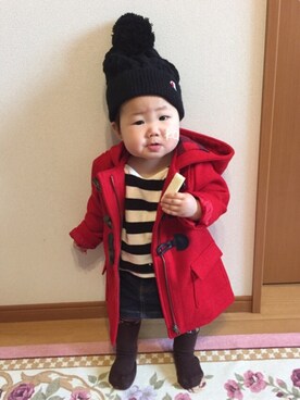「babygap」｜「アイテム（ダッフルコート）」を使った、Kanon❁Rikoさん（キッズ・70cm）の冬コーディネート