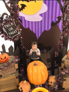「wearhalloween2017」｜「アイテム（ブーツ）」を使った、Kanon❁Rikoさん（キッズ・70cm）の秋コーディネート