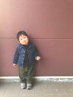 「おんなのこコーデ」｜「アイテム（デニムジャケット）」を使った、Kanon❁Rikoさん（キッズ・80cm）の春コーディネート