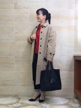 「テチチ(Te chichi)」｜「アイテム（ステンカラーコート）」を使った、i  mariさん（レディース・158cm）の秋コーディネート