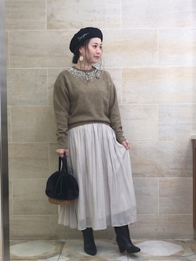 「Te chichi（テチチ）のアイテム（ハンチング/ベレー帽）」を使った、i  mariさん（レディース・158cm）の秋コーディネート