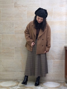 「テチチ(Te chichi)」｜「アイテム（ピーコート）」を使った、i  mariさん（レディース・158cm）の秋コーディネート